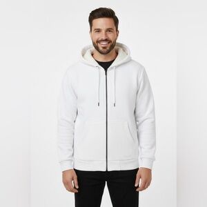 DKNY sherpa lined Men's Zip-Up Hoodie in White